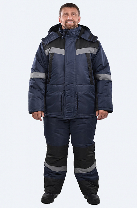 картинка Костюм зимний рабочий СТ-192 (куртка+жилетка+пк, 100%ПЭ 130, СОП, темно-синий / черный) от магазина Хоккерс