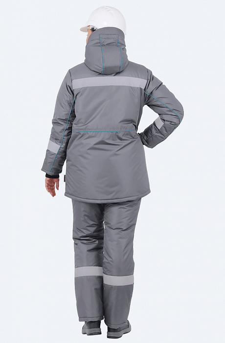 картинка Зимний костюм женский Галактика (куртка+брюки, 100%ПЭ 110, climafort, СОП, серый / бирюза) от магазина Хоккерс