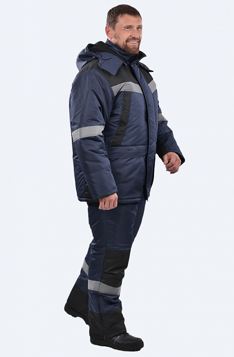 картинка Костюм зимний рабочий СТ-192 (куртка+жилетка+пк, 100%ПЭ 130, СОП, темно-синий / черный) от магазина Хоккерс