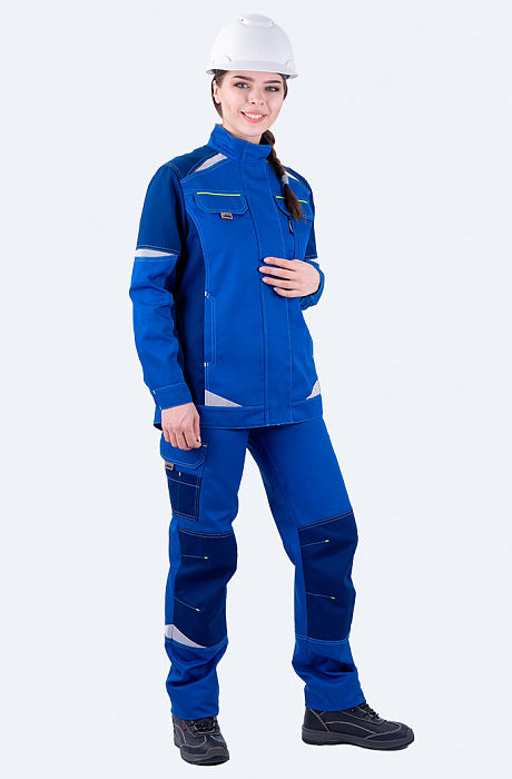 картинка Куртка рабочая женская летняя Турбо Safety (смесовая 245, Св элементы, василек / синий) от магазина Хоккерс