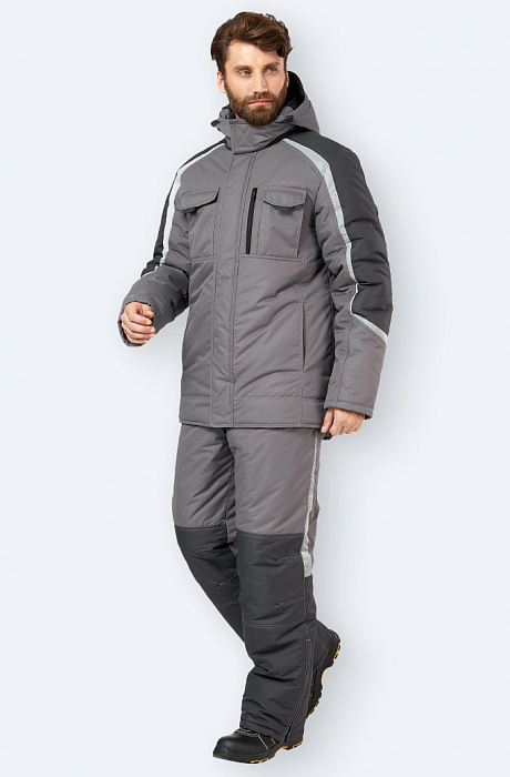 картинка Костюм зимний рабочий Филигир (куртка+п/к, 100%ПЭ 135, слайтекс, СОП, серый / темно-серый) от магазина Хоккерс
