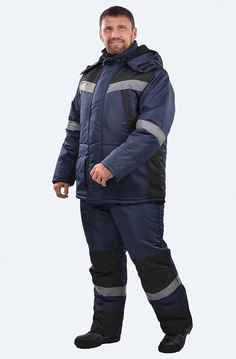 картинка Костюм зимний рабочий СТ-192 (куртка+жилетка+пк, 100%ПЭ 130, СОП, темно-синий / черный) от магазина Хоккерс