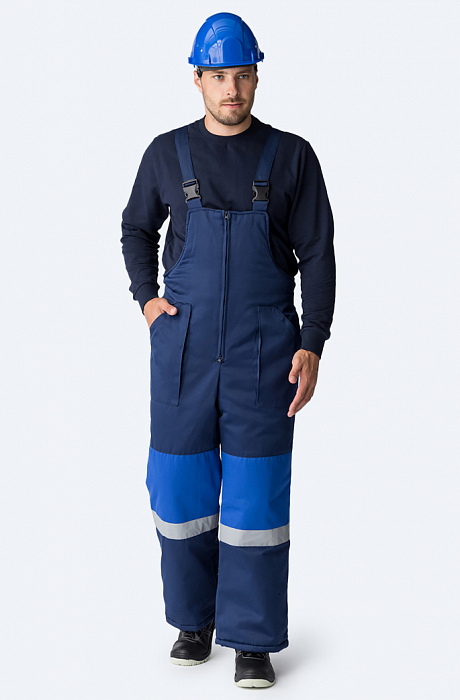 картинка Костюм зимний рабочий Нордхард-2 (куртка+п/к, смесовая 250, синтепон, СОП, темно-синий / василек) от магазина Хоккерс