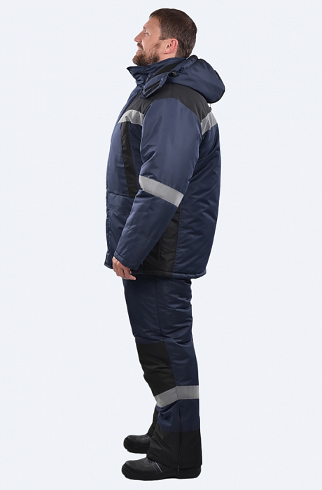 картинка Костюм зимний рабочий СТ-192 (куртка+жилетка+пк, 100%ПЭ 130, СОП, темно-синий / черный) от магазина Хоккерс