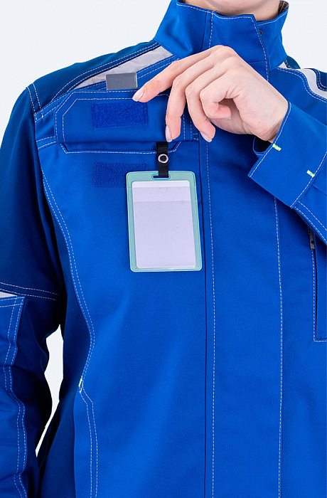 картинка Куртка рабочая женская летняя Турбо Safety (смесовая 245, Св элементы, василек / синий) от магазина Хоккерс