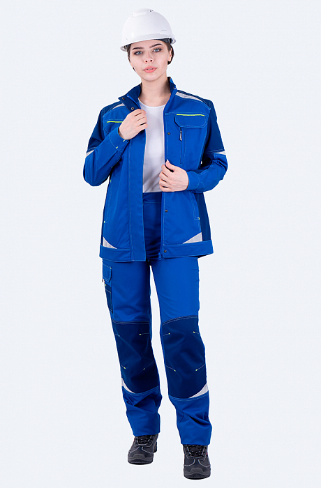 картинка Куртка рабочая женская летняя Турбо Safety (смесовая 245, Св элементы, василек / синий) от магазина Хоккерс